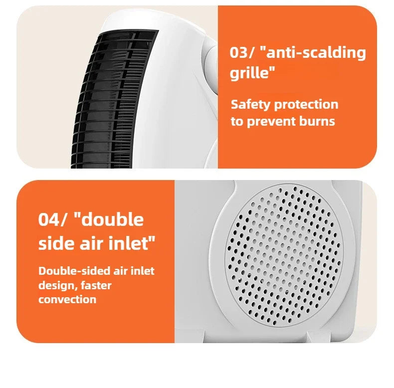 220V Winter Warmer Household Desktop Electric Heater Fan 3 Gear Adjustable Warm Air Blower Ripple Heating Machine Bedroom Office