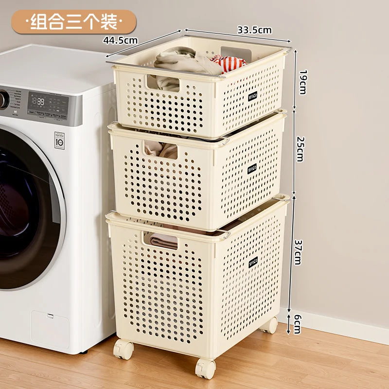 Batoom Laundry Hamper with Wheels Dir Clothes Basket Cart Home Utili under Cabinet Basket Rolling Laundry Basket