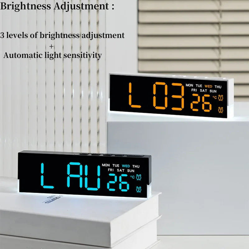 USB Powered Digital Alarm Clock with White Mood Light TEMP Week 2 Alarm DST Table Clock 3 Levels Brightness 12/24H LED Clock