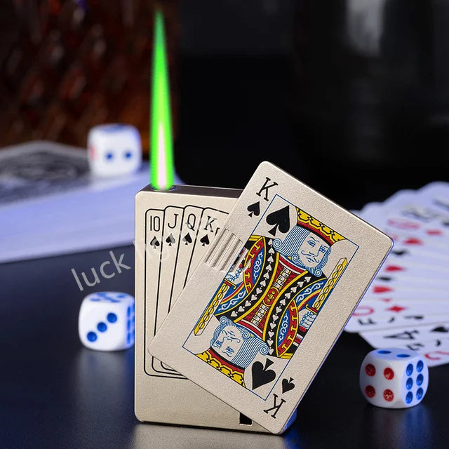 Unusual Poker Card Lighter Metal Windproof Lighter Butane Torch Lighter Men's Very Cool Gift Smoking Lighters