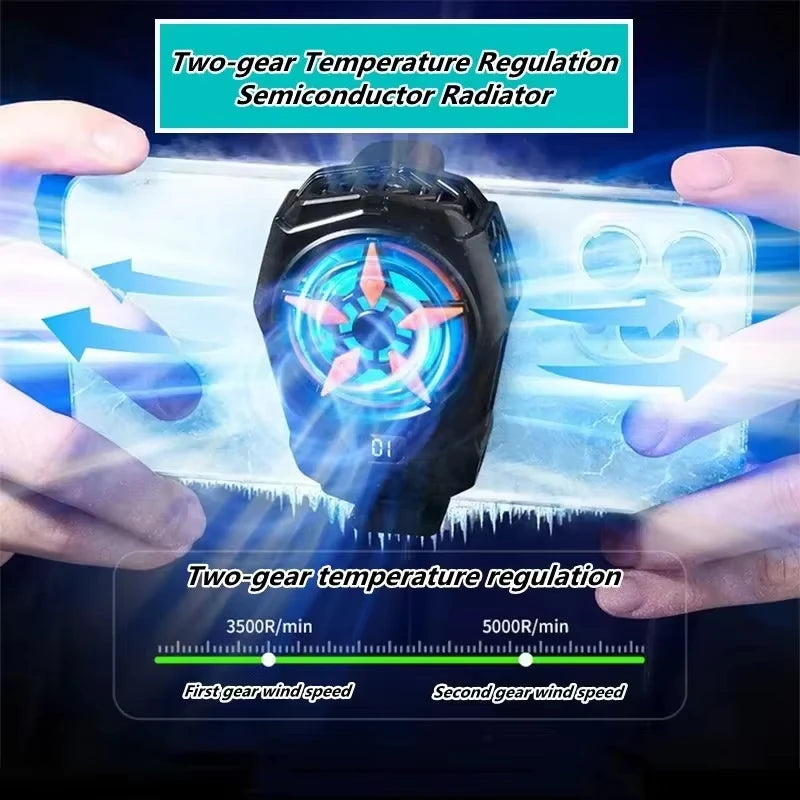 SL09 Phone Semiconductor Cooling Fan Radiator Portable 2 Gear Adjustable Digital Display Game Cooler for IOS Android Heat Sink