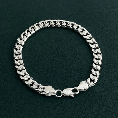 925 sterling silver 6.5MM sideways Cuban exquisite bracelet, suitable for men and women party jewelry accessories