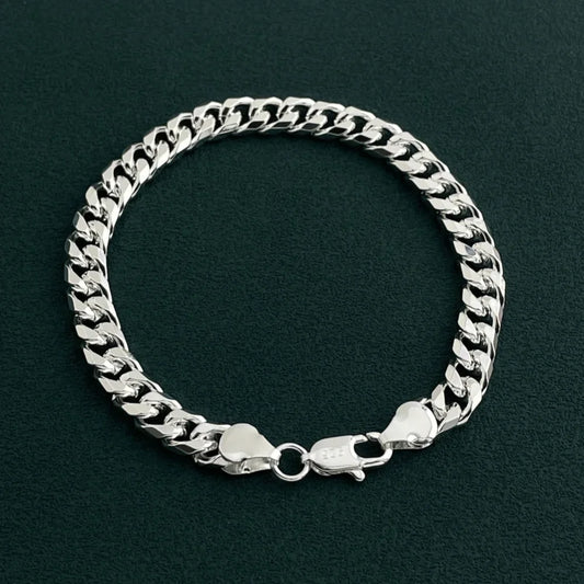 925 sterling silver 6.5MM sideways Cuban exquisite bracelet, suitable for men and women party jewelry accessories