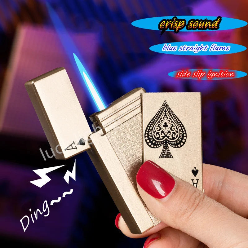 Unusual Poker Card Lighter Metal Windproof Lighter Butane Torch Lighter Men's Very Cool Gift Smoking Lighters
