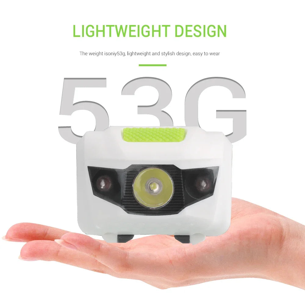 BORUiT Red & White LED Mini Headlamp 4-Mode 200LM Lightweight Headlight Waterproof Camping Hiking Head Torch Use AAA Battery