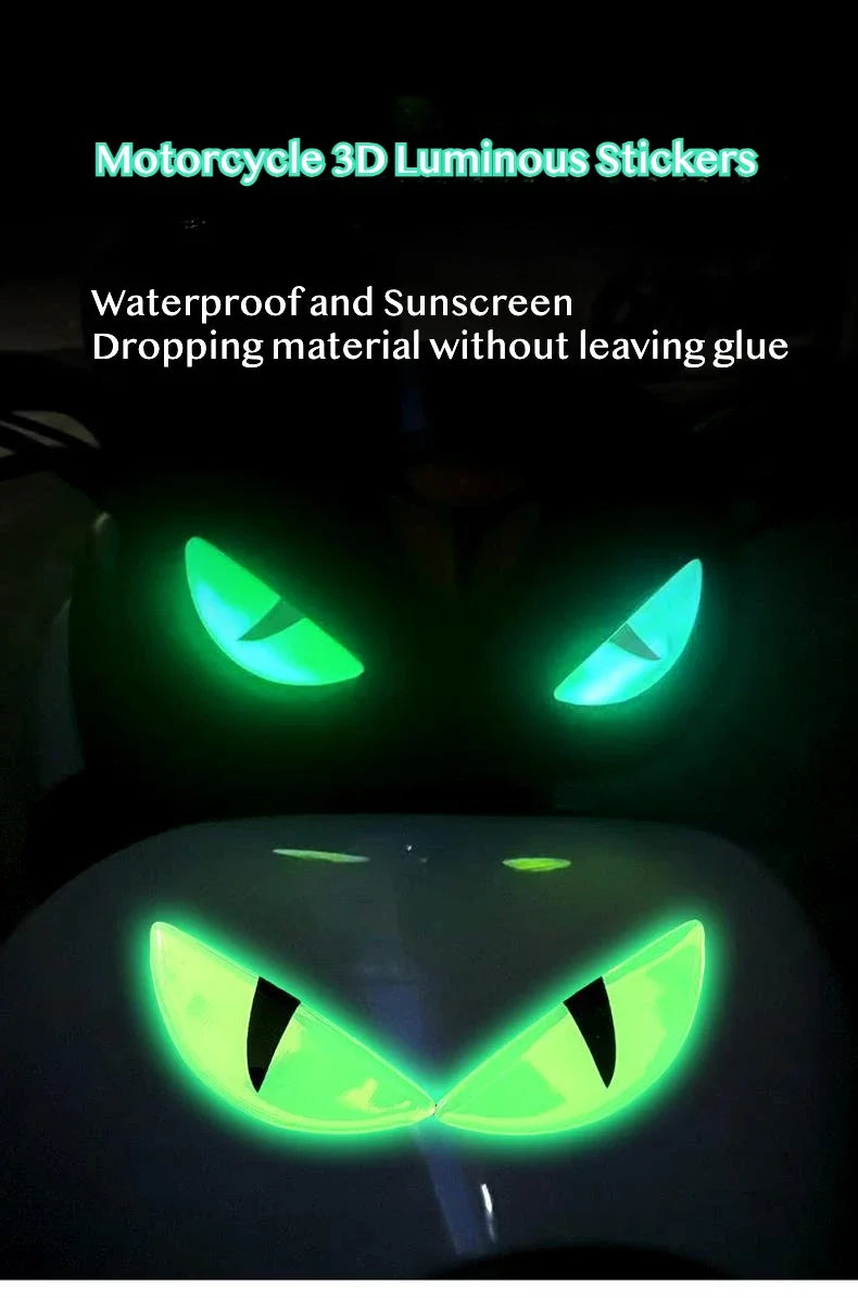 3D Devil's Eye Luminous Stickers, Motorcycle Helmets Sticker, Night Light Decor,Car Reflective Stickers, Stickers for KTM, Honda