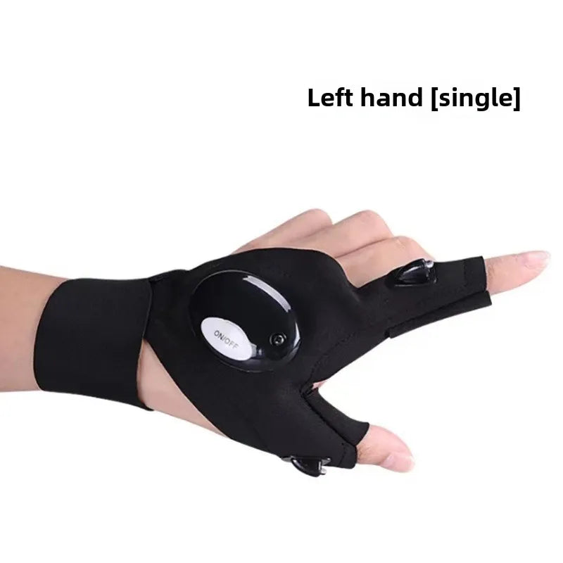 Half-finger Fishing Gloves Led FlashlightWaterproof Flashlight Outdoor Hiking CampingFishing Rescue Survival Lighting Too