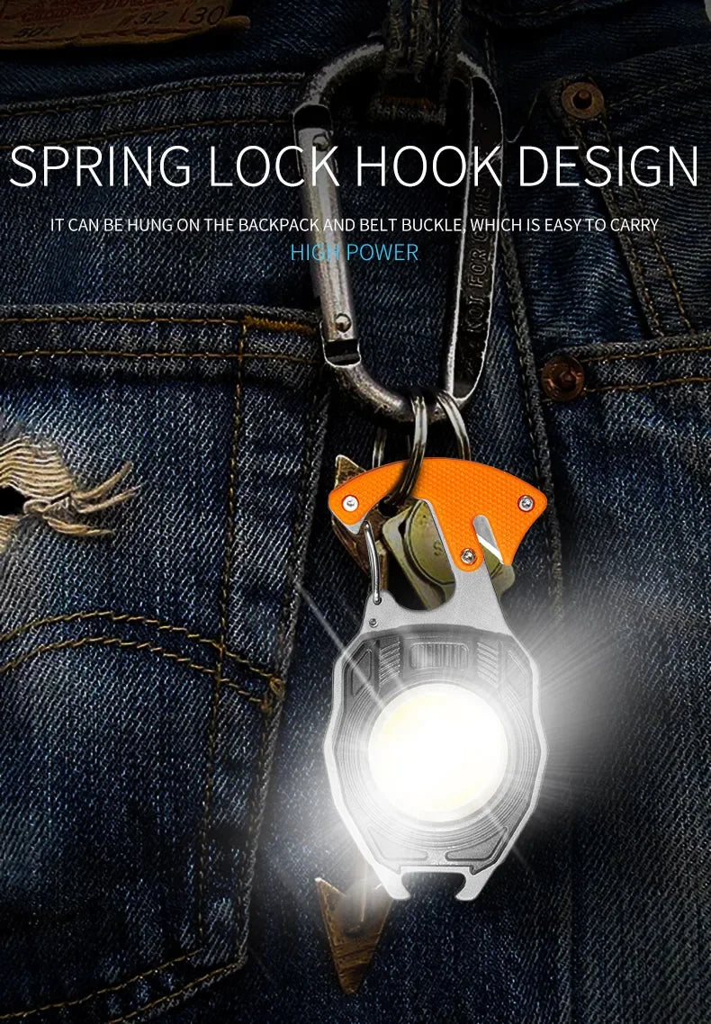 Outdoor Usb Rechargeable Flashlight Lighter COB Emergency Light Strong Light Flameless Windproof Lighters Men Camping Keychain