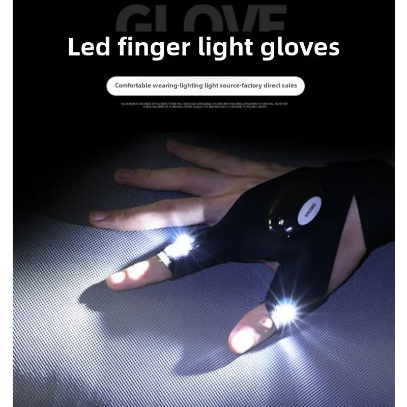 Half-finger Fishing Gloves Led FlashlightWaterproof Flashlight Outdoor Hiking CampingFishing Rescue Survival Lighting Too