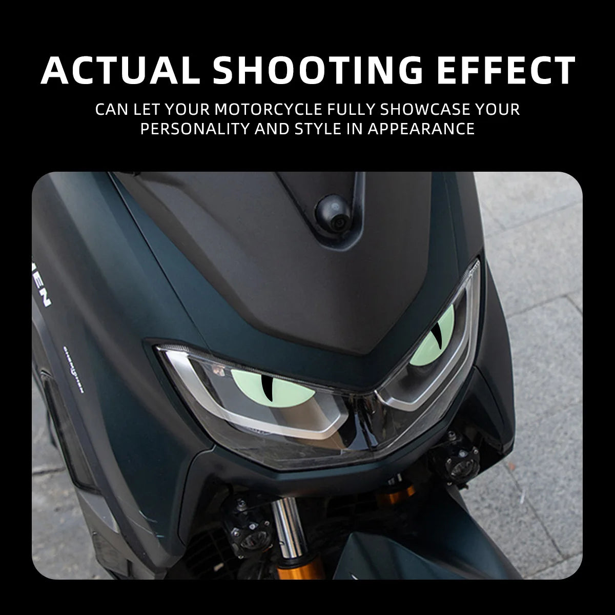 1PCS Luminous Eyes Motorcycle 3D Reflective Stickers Demon Cat Eyes Sticker for Auto Motorcycle Night Light Decoration Decals