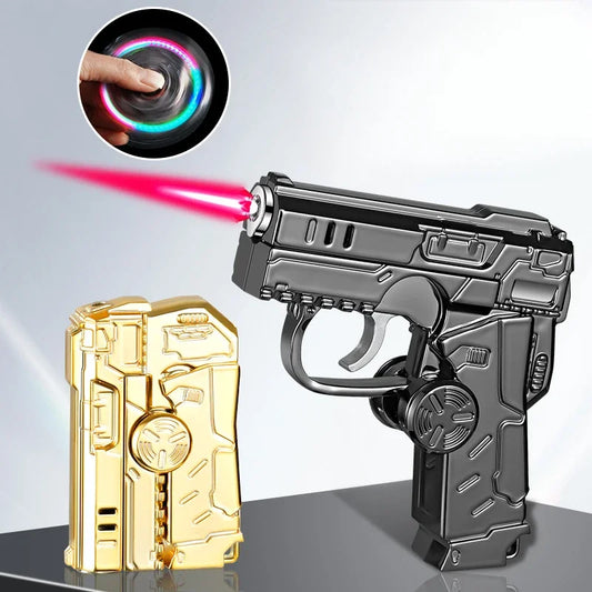 New Cool Gyro Folding Pistol Gas Lighter Fingertip Windproof Gift for Boyfriend Creative and Fun Decompression