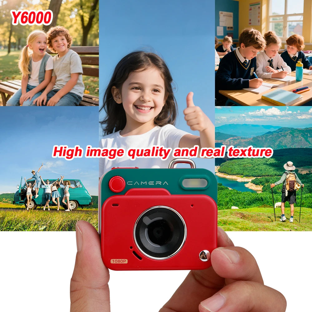 Retro Mini Camera 1080p HD Portable Indoor/Outdoor Small Camera with Screen TF Card Support Video Holiday Gift Y6000 Digital Cam