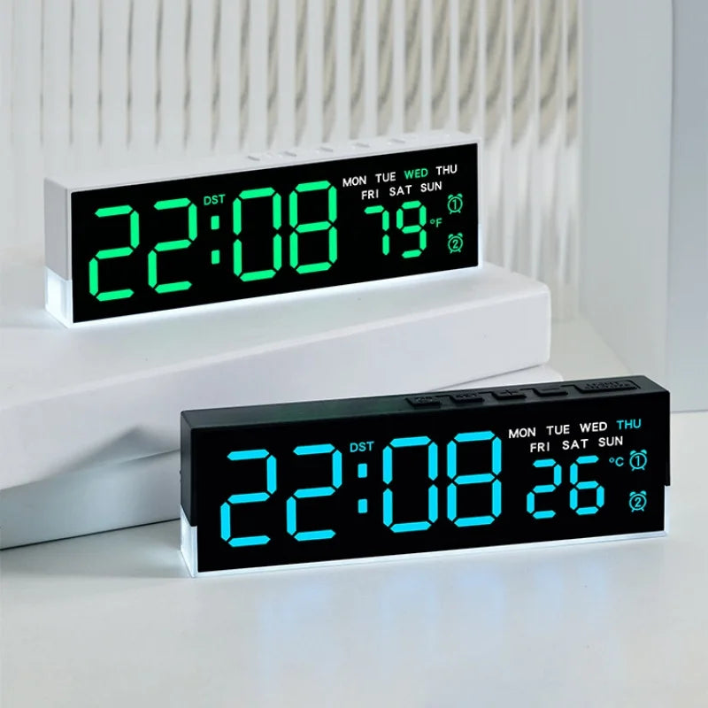 USB Powered Digital Alarm Clock with White Mood Light TEMP Week 2 Alarm DST Table Clock 3 Levels Brightness 12/24H LED Clock