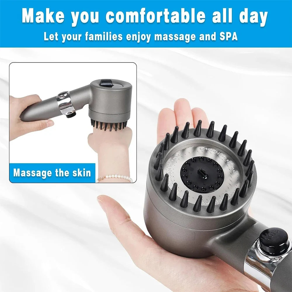 3 Modes Handheld Shower Head Filter Powerful Massage Spa High Pressure Water Saving Showerhead with ON/OFF Switch for Bathroom