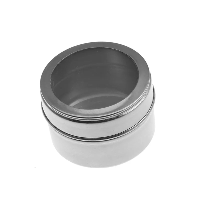 New Magnetic Spice Jar Set Stainless Steel Spice Tins Spice Storage Container Pepper Seasoning Sprays Tools with Spice Label