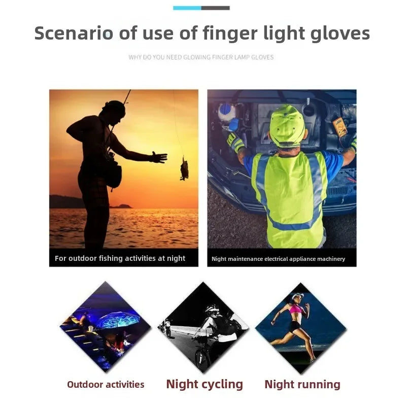 Half-finger Fishing Gloves Led FlashlightWaterproof Flashlight Outdoor Hiking CampingFishing Rescue Survival Lighting Too
