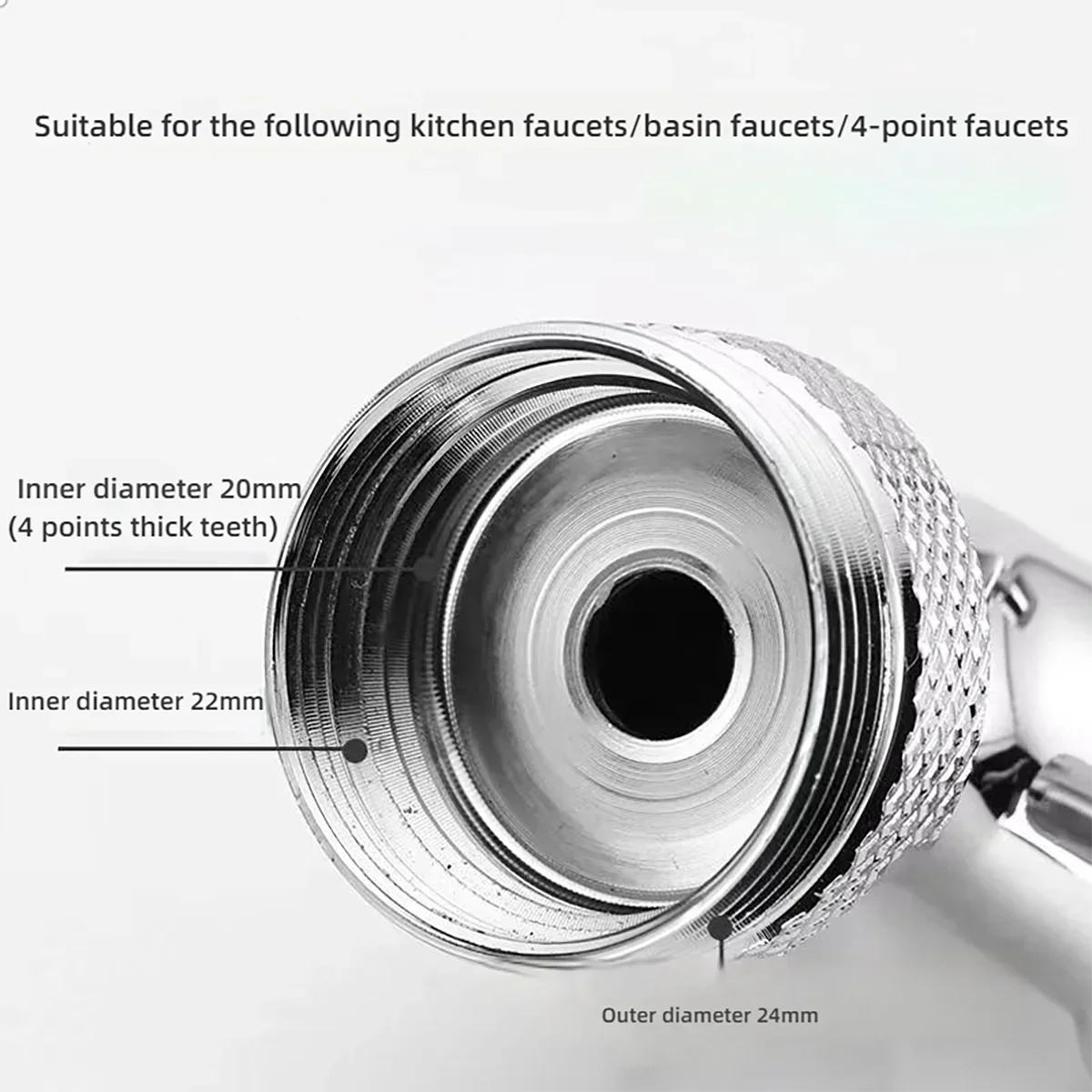 नल युनिभर्सल रोटेशन स्प्ल्याश-प्रुफ डिजाइन मल्टी-एडाप्टर हेड सुरक्षित पिउने पानी भान्साको बाथरूम सहित