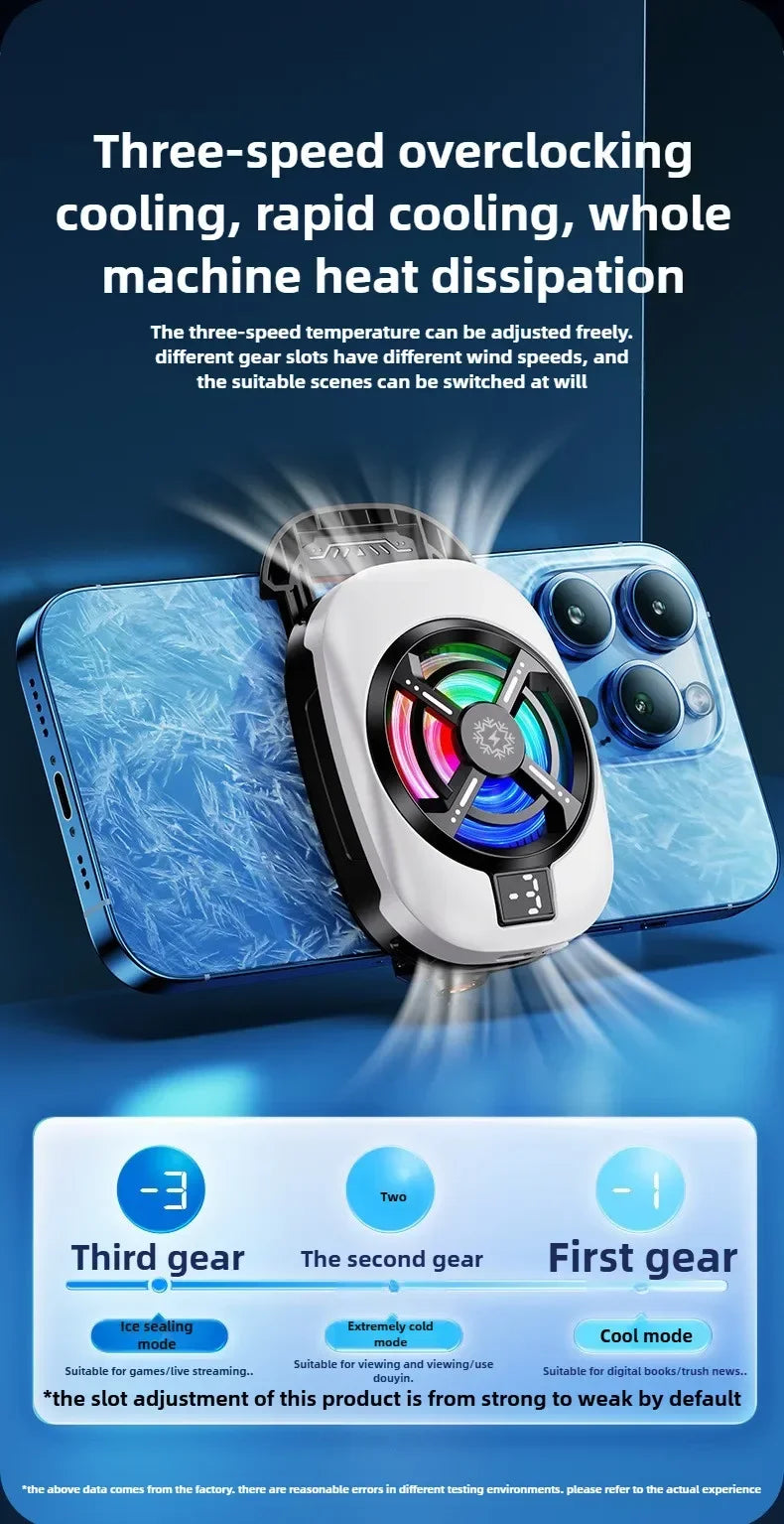 2025 TL16 Magnetic Phones Cooler Back-Clip 2 in 1 Game Cooler Semiconductor Fast Phone Cooling Fan for IOS Android Phone