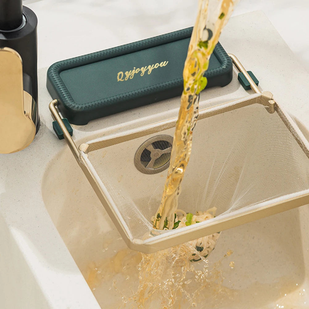 फोल्डेबल सिङ्क स्ट्रेनर मेष ब्याग स्ट्यान्ड किचन सिङ्क फिल्टर र्‍याक फोहोर फोहोर नेट शेल्फ डिस्पोजेबल फोहोर मेष ब्याग किचन ग्याज