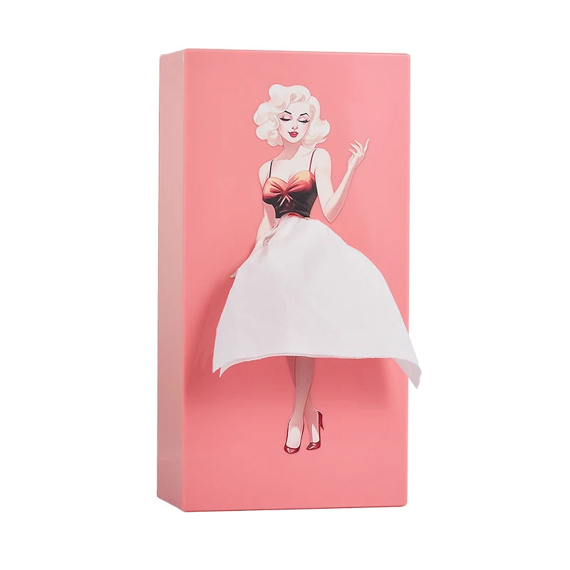 Creative Luxury Skirt Tissue Box Office Desk Home Living Room High End Feelings Pull out Paper Towel Box Decorative Holder