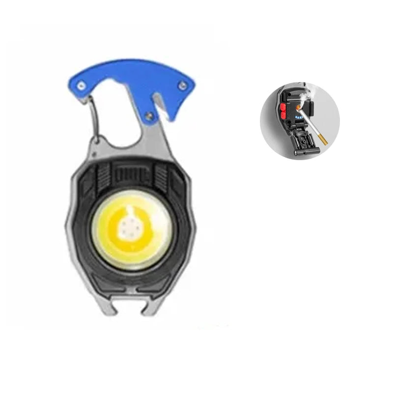 Outdoor Usb Rechargeable Flashlight Lighter COB Emergency Light Strong Light Flameless Windproof Lighters Men Camping Keychain