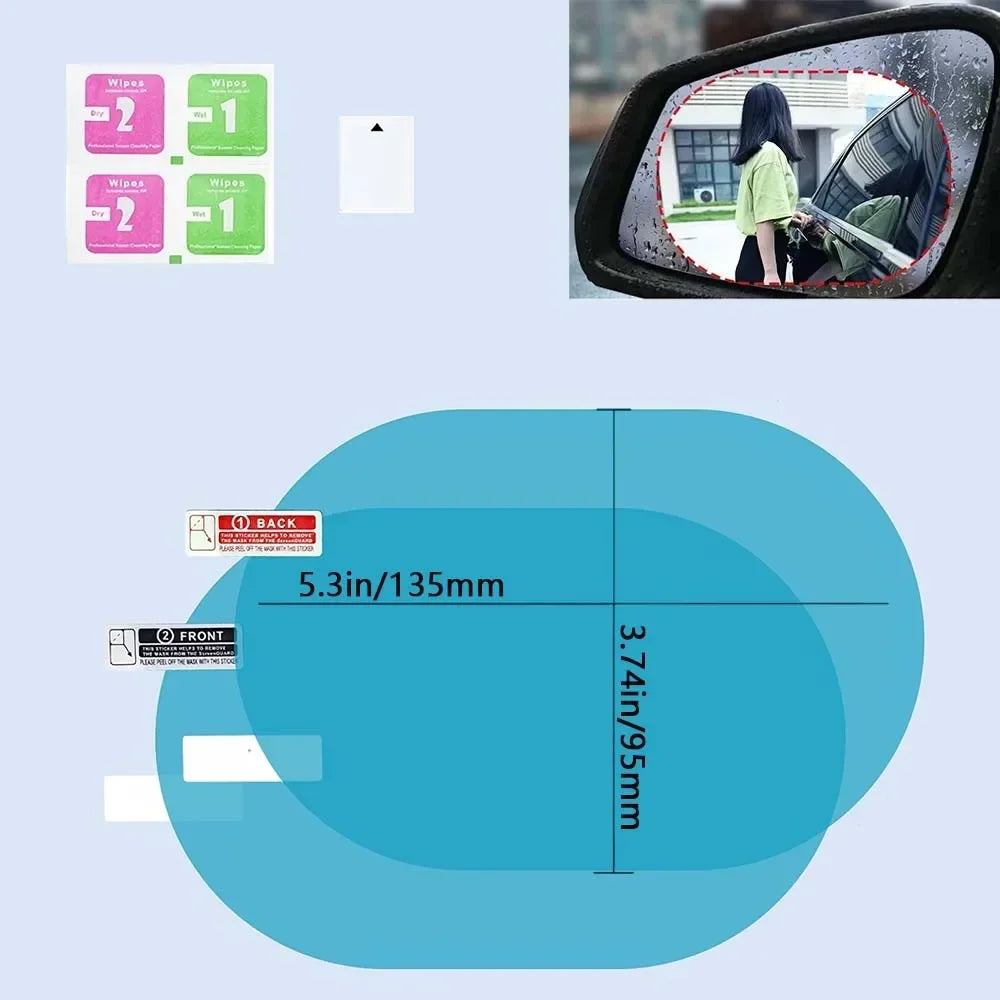 Car Truck Rearview Mirror Rainproof Film Window Glass Anti-fog Waterproof Stickers Rainy Day Safe Driving Rain Proof Films Tools